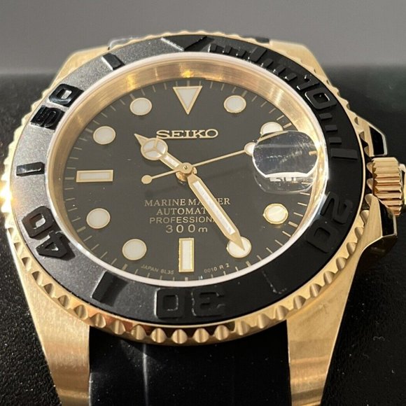 custom build seiko NH35 automatic movement - yellow "yacht-master" style mod - Picture 3 of 5